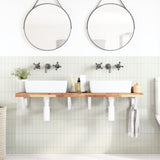 Basin Shelf Wall Mounted Steel and Solid Wood Acacia 3302706