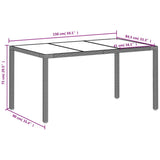 Garden Table with Glass Top Light Grey 150x90x75 cm Poly Rattan 368125