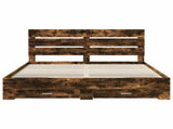 Bed Frame with Drawer Smoked Oak 200 x 200 cm Engineered Wood 3411941