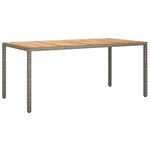 Garden Table 190x90x75 cm Poly Rattan and Acacia Wood Grey 316723