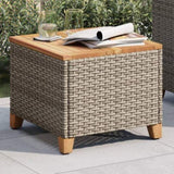 Garden Table Grey 45x45x37 cm Poly Rattan Acacia Wood 366326