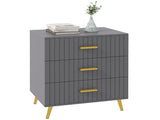 Three Drawer Embossed Line Dresser - Grey/Gold Tone T3398P343154