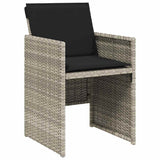 Garden Dining Set with Cushion 5 pcs Light grey Poly rattan 3379960