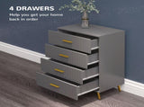 Four Drawer Embossed Line Dresser - Grey/Gold Tone T3398P328343