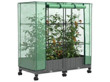 Garden Planter with Greenhouse Cover&Wheels 2 pcs Light Grey PP 3422977