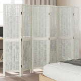 Room Divider 6 Panels White Solid Wood Paulownia 358681