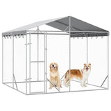 Outdoor Dog Kennel with Roof Silver 3x3x2,5 m Galvanised Steel 3190486
