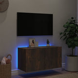 TV Wall Cabinet with LED Lights Smoked Oak 80x35x41 cm 837320