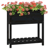 Planter with Shelf Black 82.5x34.5x81 cm Solid Wood Pine 823763