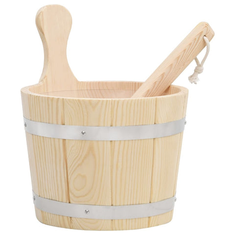 ZNTS Sauna Bucket and Ladle Set Solid Wood Pine 51692