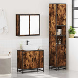 3 Piece Bathroom Furniture Set Smoked Oak Engineered Wood 3301067