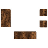 4 Piece TV Wall Cabinets with LED Lights Smoked Oak 3216885