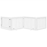 Dog Gate with Door Foldable 4 Panels White 320 cm Poplar Wood 352249