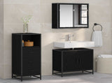 Bathroom Furniture Set 3 pcs Black Oak Engineered Wood 3402434