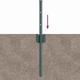 Fence Posts Height Adjustable 5 pcs Green 80 cm Steel 42006262
