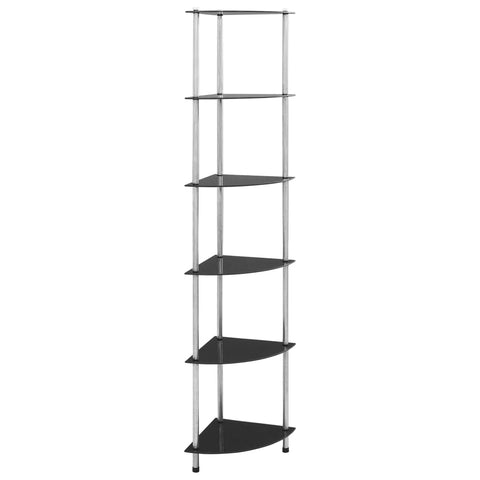 6-Tier Shelf Black 30x30x160 cm Tempered Glass 249522