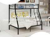 Black metal bunk bed with bunk beds, suitable for adults and children, equipped with ladder safety W3987P434157