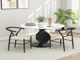 Set of Two Weave Dining Chairs with Y-Shaped Backrest Hemp Seat - Black/Beige T3398P377923