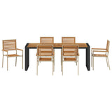 Garden Dining Set 7 pcs Beige and Brown Poly Rattan 3365486