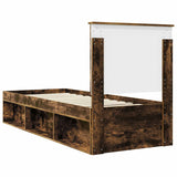 Bed Frame with Headboard Smoked Oak 75 x 190 cm Solid Pine Wood 3411077