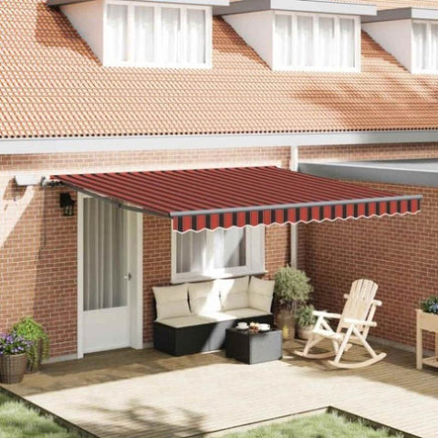 Retractable Awning Manual Orange and brown 400 x 350 cm Fabric 3330740