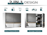 Bathroom Mirror Cabinet, Stainless Steel Wall Mounted Bathroom Storage Cabinet with Double Doors, T3398P330389