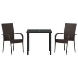 Garden Dining Set 3 pcs Brown Powder-Coated Steel 3379394