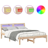 Bed Frame with Headboard Brown 140 x 190 cm Solid Pine Wood 872782