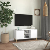 TV Cabinet with Solid Wood Legs White 103.5x35x50 cm 805959