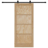 Sliding Door Natural and Black 86 x 198.5 cm Solid Pine Wood 3333370