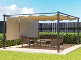 3 x 4m Metal Pergola with Retractable Roof and Roller Shade, Wall-Mounted or Free Standing Garden T3398P317749