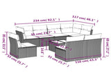 9 Piece Garden Sofa Set with Cushions Black Poly Rattan 3217767