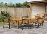 Garden Dining Set 9 pcs Black Solid Acacia Wood 3365544