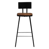 Bar Set Black MDF, Metal, Solid reclaimed wood Large Footrest 3057829