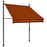Manual Retractable Awning with LED 150 cm Orange and Brown 145877