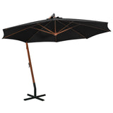 Hanging Garden Parasol with Pole Black 3.5x2.9 m Solid Fir Wood 313772