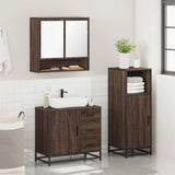 3 Piece Bathroom Furniture Set Brown Oak Engineered Wood 3300989