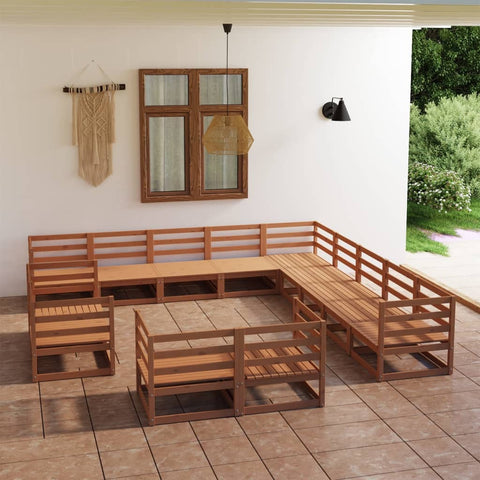 ZNTS 13 Piece Garden Lounge Set Solid Pinewood 3075967