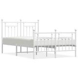 Metal Bed Frame without Mattress with Footboard White 135x190cm 353603