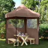Foldable Party Tent Pop-Up with 2 Sidewalls Brown 4004996