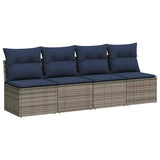 Garden Sofa with Cushion Grey 220 x 62 x 69 cm Poly Rattan 366151