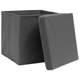 Storage Boxes with Covers 10 pcs 28x28x28 cm Grey 325194