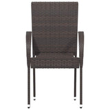 Dining Chair Set of 6 Brown PE Rattan, Powder-Coated Steel 310086