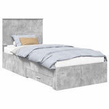 Bed Frame with Drawer Concrete Grey 90 x 200 cm Engineered Wood 3409706