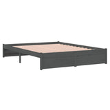 Bed Frame without Mattress Grey Solid Wood 135x190 cm Double Double 814926