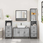 ZNTS 4 Piece Bathroom Furniture Set Grey Sonoma Engineered Wood 3301283