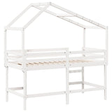 ZNTS Loft Bed with Ladder and Roof without Mattress White 80x200 cm 3282073