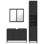 ZNTS 3 Piece Bathroom Furniture Set Black Engineered Wood 3301070