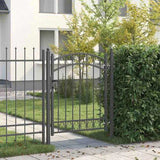 Fence Gate EMMEN 150 x 100 cm Powder-coated steel Grey Lockable 42008974