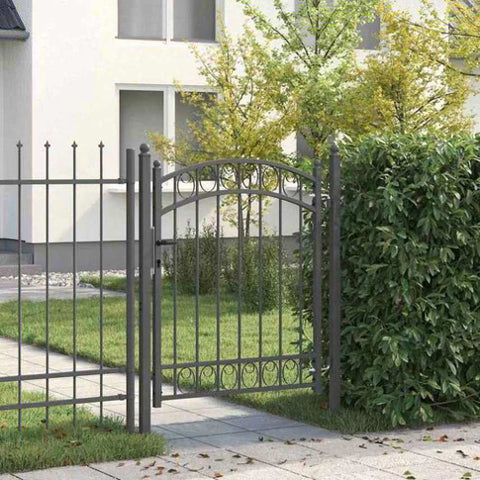 Fence Gate with Lock Grey 150 x 100 cm Powder-coated steel 42008974